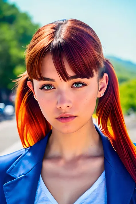 (highly detailed face:1.4), detailed hair, detailed clothes, shiny glossy skin, POV, by lee jeffries, nikon d850, film stock photograph, kodak portra 400, camera f1.6 lens, rich colors, hyper realistic, lifelike texture, dramatic lighting, cinestill 800, subsurface scattering, (sharp:0.7), (hyperrealism:1.2), (8K UHD:1.2), amazing fine detail, epic photograph, young woman, fit body,
<lora:Hinata_Natsumi_V2:1>, hinata_natsumi, red eyes, red hair, (twintails:1.2), cowboy shot