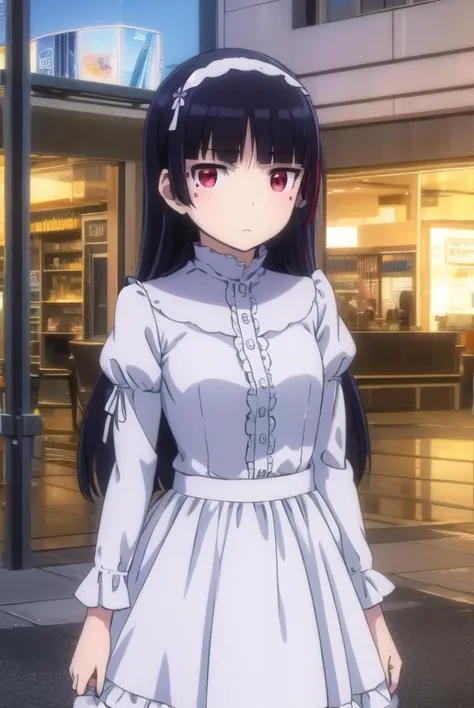rurigokou, <lora:ruri gokou s2-lora-nochekaiser:1>,
ruri gokou, long hair, black hair, (red eyes:1.3), dress, pantyhose, hairband, mole, mole under eye, hime cut,
BREAK dress, pantyhose, black dress, frills, puffy sleeves, long sleeves,
BREAK outdoors, city,
BREAK looking at viewer, (cowboy shot:1.5),
BREAK <lyco:GoodHands-beta2:1>, (masterpiece:1.2), best quality, high resolution, unity 8k wallpaper, (illustration:0.8), (beautiful detailed eyes:1.6), extremely detailed face, perfect lighting, extremely detailed CG, (perfect hands, perfect anatomy),