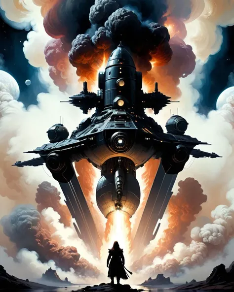 surrounded by smoke, art by John Constable, Ed Blinkey, Atey Ghailan, Jeremy Mann and Greg Manchess, Antonio Moro, concept art, ([Star cluster:Dwarf planet:5] of Victory:1.2) , Profound, made by Sephora, Pixabay, ultra high res, behance HD, highly detailed, UHD, <lora:dvr-smk:1>