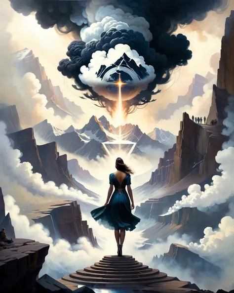 surrounded by smoke, art by tom bagshaw, donato giancola, greg manchess, karol bak and peter mohrbacher, concept art, landscape of a Impressive (The Rockies:1.2) from inside of a Quarry, extremely hyper aesthetic, Sun in the sky, pixiv, Bombacore, masterpiece, extremely detailed CG Unity 8k wallpaper, emotional, science fiction, <lora:dvr-smk:1>