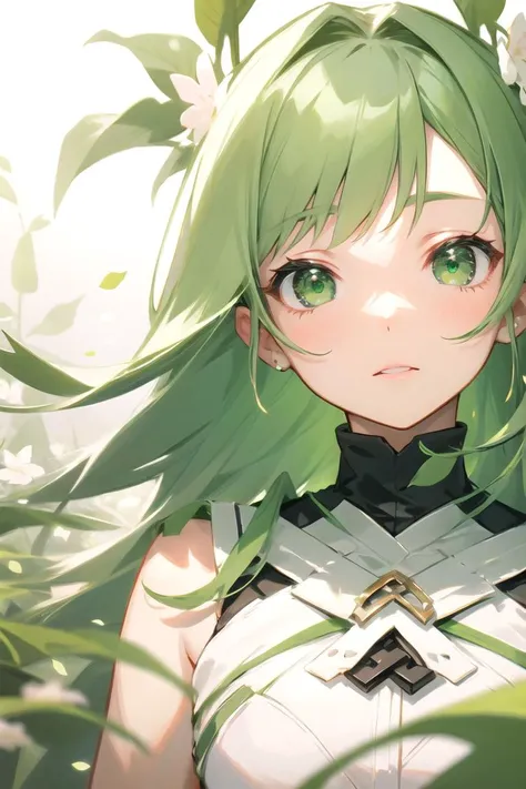(best quality, ultra detailed), 1girl, solo, spring, green tone,