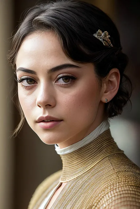 beautiful woman (Ros4S4l4z4r:.99), beautiful hair, (( Short wavy hairstyle :1.2)), ((portrait)), (closeup:1.2), ((from the waist up)), ((( Milan ))), natural skin texture, (( mummy costume,bandages,wrapped :1.2)), 24mm, 4k textures, soft cinematic light, adobe lightroom, photolab, hdr, intricate, elegant, highly detailed, sharp focus, ((((cinematic look)))), soothing tones, insane details, intricate details, hyperdetailed, low contrast, soft cinematic light, exposure blend, hdr, faded, now, ("I've got a bad feeling about this.":1.1)