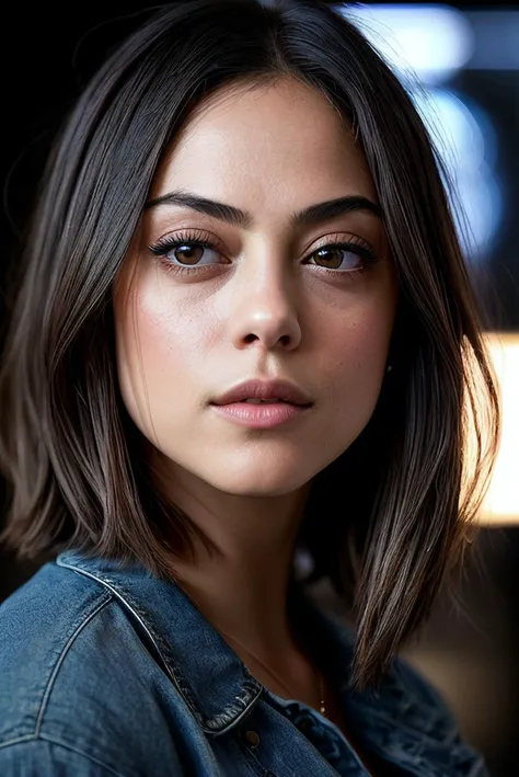 beautiful woman (Ros4S4l4z4r:.99), beautiful hair, ((portrait)), (closeup:1.2), ((from the waist up)), ((( A modern, state-of-the-art television broadcasting studio, featuring a live news broadcast ))), natural skin texture, (( Tunic blouse and high-waisted jeans )), 24mm, 4k textures, soft cinematic light, adobe lightroom, photolab, hdr, intricate, elegant, highly detailed, sharp focus, ((((cinematic look)))), soothing tones, insane details, intricate details, hyperdetailed, low contrast, soft cinematic light, exposure blend, hdr, faded, now