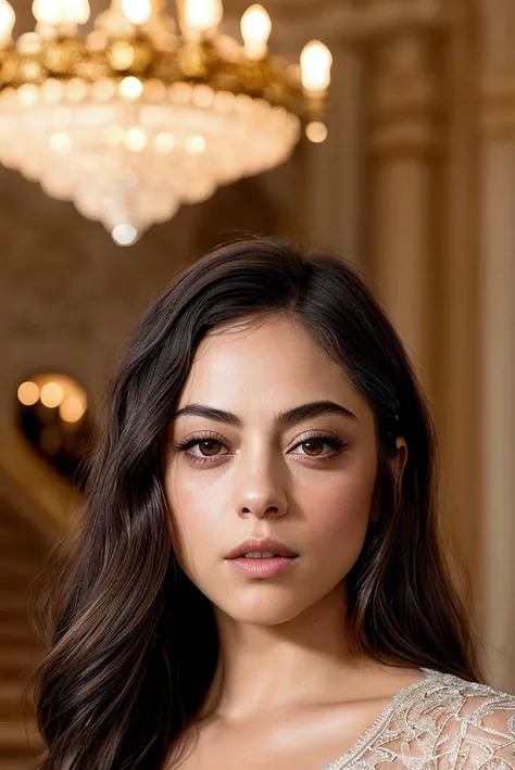 beautiful woman (Ros4S4l4z4r:.99), beautiful hair ,((portrait)), (closeup:1.2), ((from the waist up)), (((  A grand ballroom with a sweeping staircase, its walls covered in intricate metalwork details and illuminated by gleaming chandeliers. The space is filled with plush velvet seating and gilded accents, Triadic, Split Complementary, front light, natural ))), natural skin texture, (( gorilla costume )), 24mm, 4k textures, soft cinematic light, adobe lightroom, photolab, hdr, intricate, elegant, highly detailed, sharp focus, ((((cinematic look)))), soothing tones, insane details, intricate details, hyperdetailed, low contrast, soft cinematic light, exposure blend, hdr, faded, now