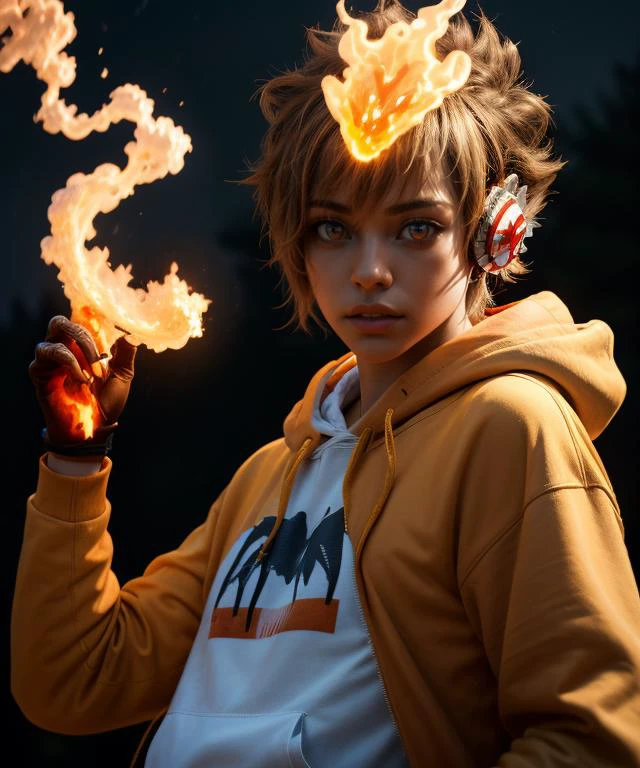 masterpiece, best quality, <lora:Tsuna_Reborn2:1> intricate detail, tsuna sawada, flame headwear, headphones, brown eyes, upper body, wind, floating hair, flame, Orange hoodie with flame print, ((very realistic)), lifelike, furrowed brow, serious, parted lips, glowing eyes, rain, night
<lora:contrast_slider_v10:1.8> <lora:skin_slider_v2_1_FACE:0.6> <lora:filmgrain_slider_v1:0.8>, <lora:add_detail:0.5> <lora:backlight_slider_v10:-0.5>