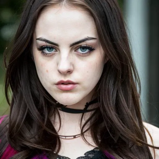 <lora:Elizabeth Gillies v1.3:1> RAW photo, a photo of elizabeth gillies with an annoyed look on her face, goth, closed mouth, long haircut, pale skin, slim body, (high detailed skin:1.2), 8k uhd, dslr, soft lighting, high quality, film grain, Fujifilm XT3
