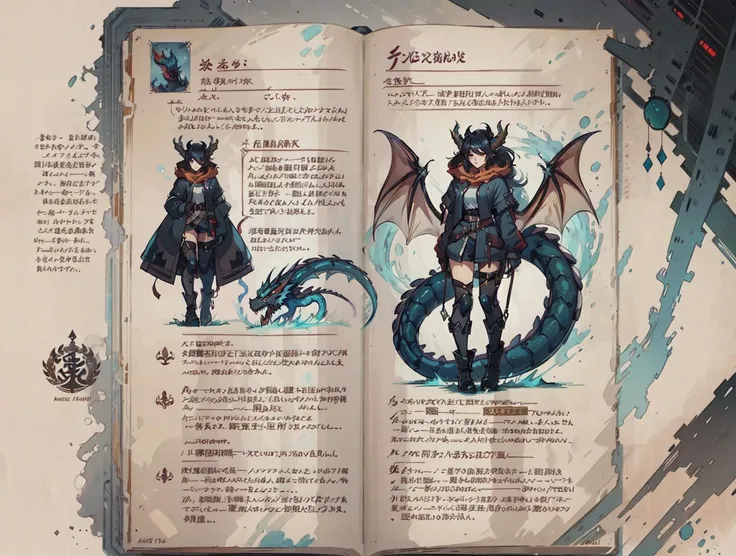 masterpiece, best quality, 8k,
HoarfrostExplorationDiary, character profile, character design, english text, description,
dragon, tail, 1girl, archive, category book, <lora:LoHA-HED-000010:1:LyCOPALETTE>,