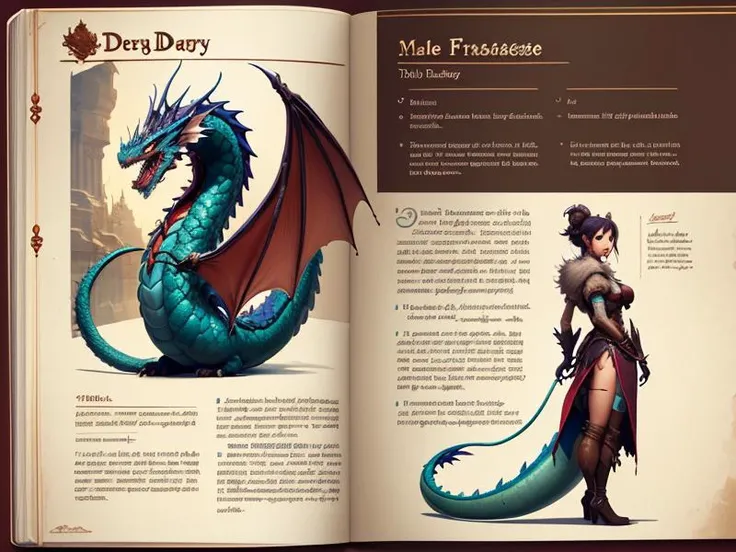 masterpiece, best quality, 8k,
HoarfrostExplorationDiary, character profile, character design, english text, description,
dragon, tail, 1girl, archive, category book, <lora:LoHA-HED-000010:1:LyCOPALETTE>,