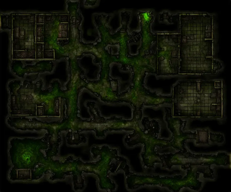 battlemap  dungeon mossy rooms barracks