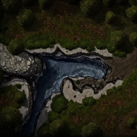 forest trail, trees, bushes, rocks, ridges, cliffs
