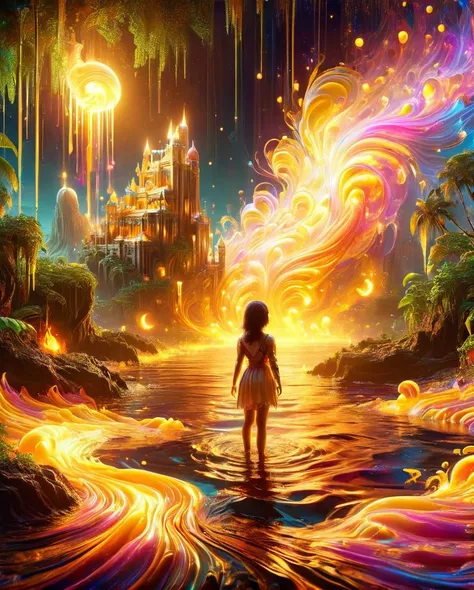 made of ais-brknlvlmp, Kawaii ("In the depths of despair, a flicker of hope ignites, guiding us back to the light.":1.1) , Guam in background, Sharp and in focus, [expressionism art by Max Beckmann, Arthur Sarnoff:17], Flustered, Golden ratio, 50mm, artstation, <lora:Broken_Lava_Lamp:1>
