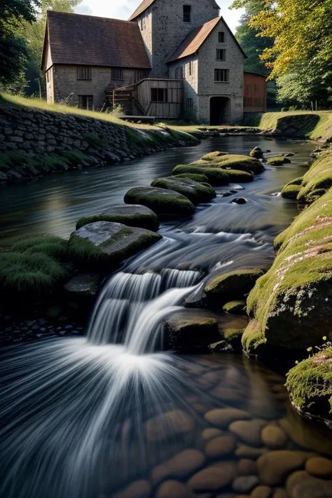 a charming medieval mill beside a bubbling brook, natural light, perfect composition <lora:Detail Slider V2 By Stable :0.5> <lora:NOISEOFFSET_V2_BY_STABLE_YOGI:0.5>