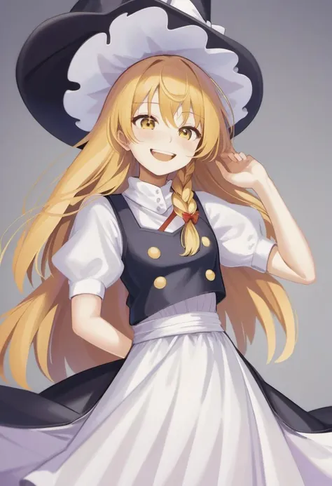 portrait of smiling kirisame marisa , <lora:marisa_xl:0.8>,