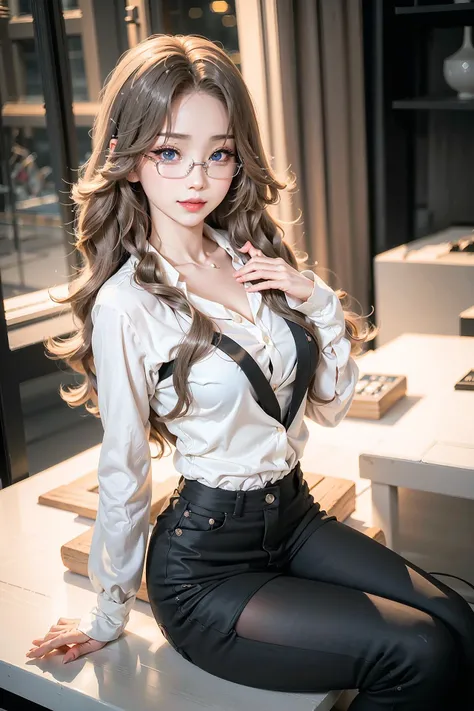 Anime Style, masterpiece, an extremely delicate and beautiful, extremely detailed, CG, unity , 2k wallpaper, Amazing, finely detail, light smile, extremely detailed CG unity 8k wallpaper, huge file size, ultra-detailed, high resolution, absurdres, soft light, beautiful detailed girl, detailed fingers, extremely detailed eyes and face, beautiful detailed nose, beautiful detailed eyes, long eyelashes, light on face, looking at viewer, 1girl, (full body), ((small breasts)), realistic face, realistic body, beautiful detailed thigh, <lora:Sexy_Office_Lady:0.5>, long hair, breasts, looking at viewer, blue eyes, skirt, blond hair, shirt, long sleeves, white shirt, glasses, pants, black skirt, blurry, lips, blurry background, black pants, red lips,  <lora:aespaKarina_aespaKarinaV5:0.5> , <lora:koreanDollLikeness_v15:0.2> ,(ulzzang-6500-v1.1:0.4),<lora:cuteGirlMix4_v10:0.2>, (Manga Style, Yusuke Murata, Satoshi Kon, Ken Sugimori, Hiromu Arakawa), Pencil drawing, (B&W:1.2), Low detail, sketch, concept art, Anime style, line art, webtoon, manhua, chalk, hand drawn, defined lines, simple shades, simplistic, manga page, minimalistic, High contrast, Precision artwork, Linear compositions, Scalable artwork, Digital art, High Contrast Shadows