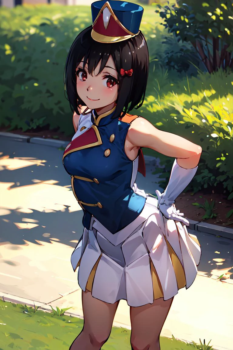 <lora:sunfes-v2:0.8> 1girl, sunfes, uniform, mini shako cap, <lyco:ch_Kanade:0.8:1:lbw=1,0,0,0,0,0,0,0,0,0,0,0,0,0,0,0,0,1,1,1,1,1,1,1,1,1> hisaishi kanade, hair bow, smile, small breasts,