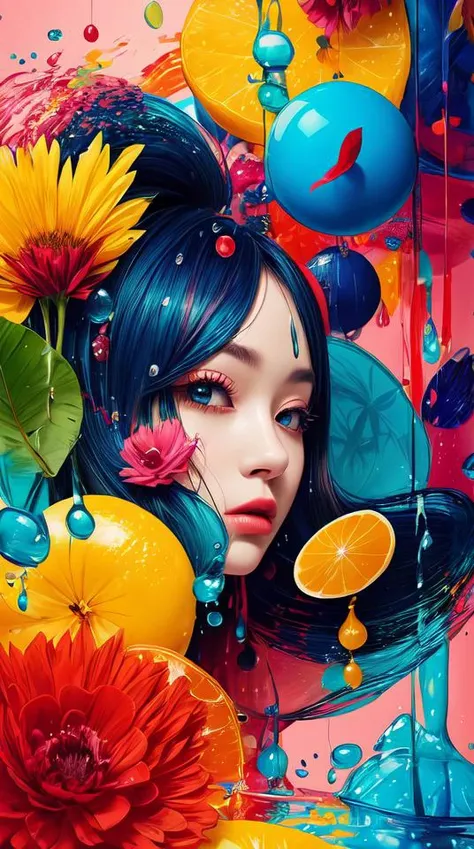 (flat color:1.1),(colorful:1.3),(masterpiece:1.2), best quality, masterpiece, original, extremely detailed wallpaper, looking at viewer,Abstract, 8K, photo shot from front, mid-body portrait, highly-detailed, lots of delicious tropical fruits with drops of moisture on table, a lot of details,floating colorful water,, mysterious expression,stuart little, in a modern and abstract setting, with bold and colorful abstract art, blurred background, bright lighting,<lora:add_detail:0.5>,<lora:more_details:0.25>,<lora:FantasyWorldV1:0.25>,