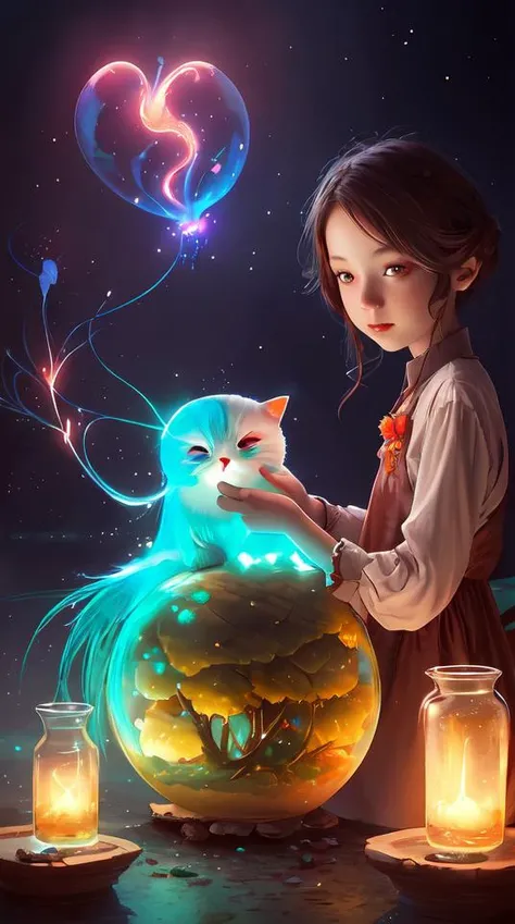 a surreal Bioluminescent, very very very cute Silene in a happy world by Daniel Merriam, Trending on Artstation, oil on Canvas by Elena Zhurikhina and Goro Fujita and Charlie Bowater, octane render, 4k, 8k, HD,