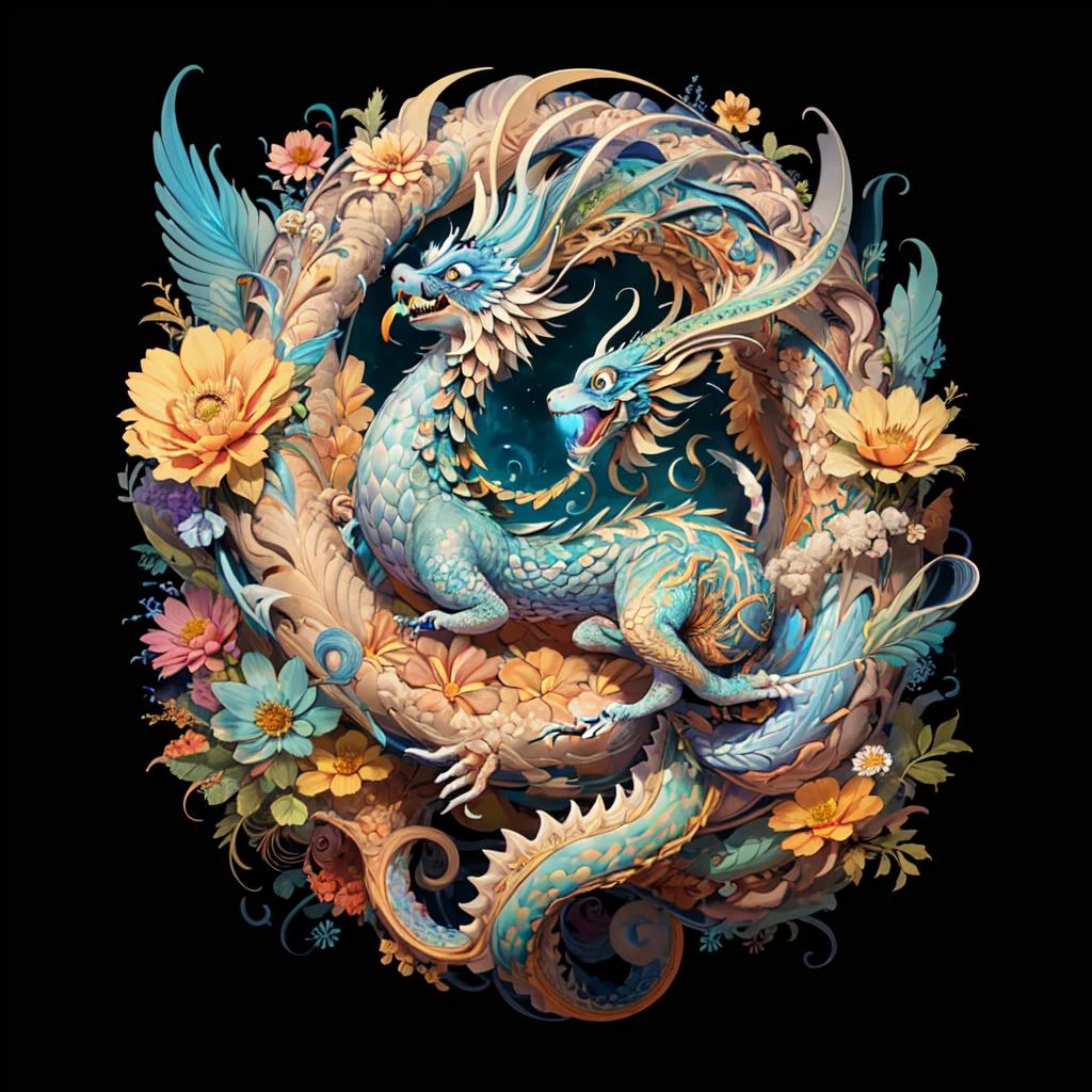 masterpiece, top quality, best quality, official art, beautiful and aesthetic,
(loong loongcore:1.3), extremely detailed, fractal art, colorful flowers, highest detailed, zentangle, dynamic pose, abstract background, many colors,
erjie<lora:Threesister-erjiev2:0.2>, happy to riding a spiral loong on the clody sky,<lora:riding_a:0.2>
earrings, feathers,<lora:loong2:.2>, <lora:add_detail:.1>, <lora:20230530123038:0.1>,
all creature in same proportions, all faces and pictures must be different, use all spectre of your different emotions from happiness to anger, do what you want and how you want,