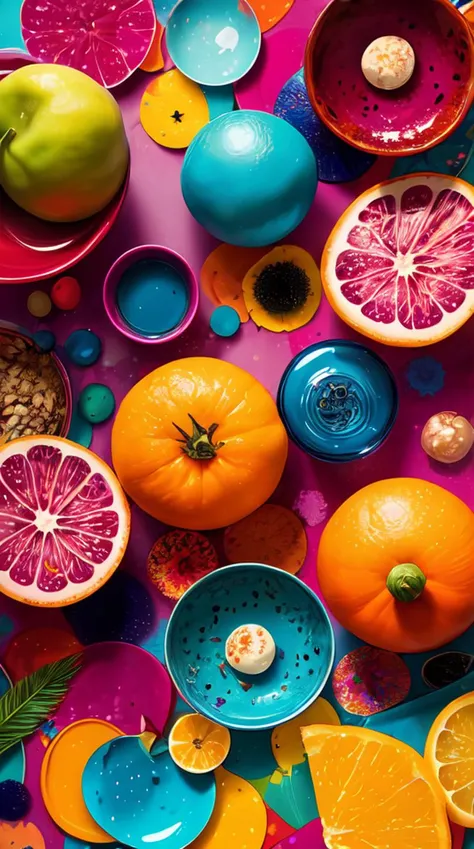 (flat color:1.1),(colorful:1.3),(masterpiece:1.2), best quality, masterpiece, original, extremely detailed wallpaper, looking at viewer,Abstract, 8K, photo shot from front, mid-body portrait, highly-detailed, lots of delicious tropical fruits with drops of moisture on table, a lot of details,floating colorful water,, mysterious expression,stuart little, in a modern and abstract setting, with bold and colorful abstract art, blurred background, bright lighting,<lora:add_detail:0.5>,<lora:more_details:0.25>,<lora:FantasyWorldV1:0.25>,