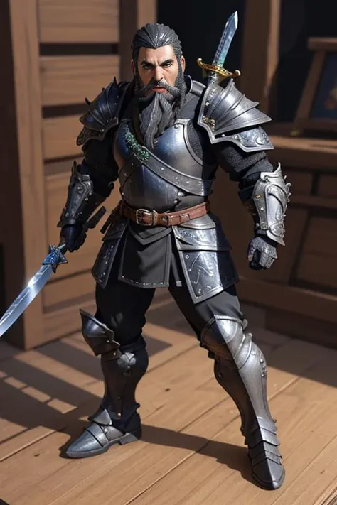 (Dutch angle:1.3),(ActionFigureQuiron style),GuanYu,1man,very Long beard,grizzled beard,falchion,(green metal armor, metal dragon head on the shoulder, holding sword, (colored skin, ),(long heavy black beard):1.2), (green metal armor with intricate pattern:1.2), gloves, long pants,<lora:lu_20230618023935:0.4>, action figure box, no humans, (reference sheet:1.1),<lora:quiron_ActionFigure_v1_Lora:0.6>,
masterpiece,intricate detail,highest texture,best quality,photo realistic,unreal engine 5,8k,