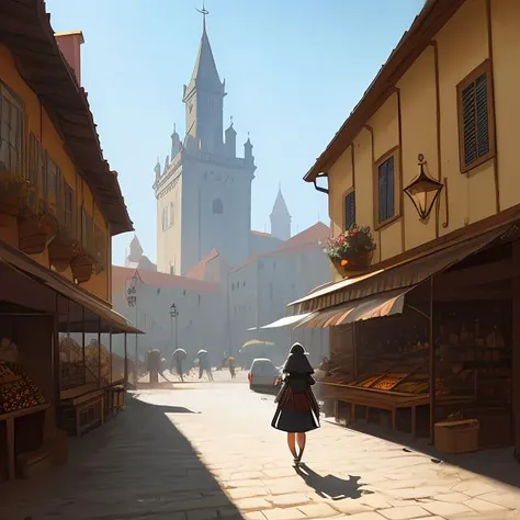 empty medieval port town marketplace arcane series pokemon sword and sheild, bright future, social realism, highly detailed, digital painting, artstation, concept art, matte, sharp focus, illustration, art by artgerm and greg rutkowski and alphonse mucha