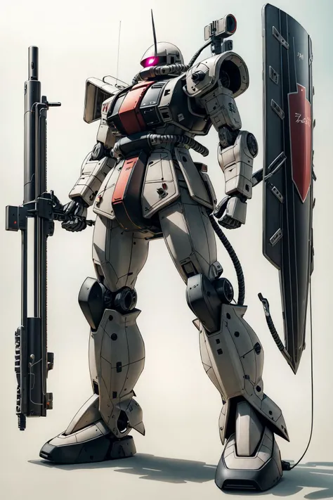 <lora:BluePrint:1>, <lora:zaku:0.8>,
((TheBlueprint, holding weapon, machinery, mecha, mobile suit, model kit, no humans, radio antenna, redesign, robot, science fiction, shield, shoulder spikes, solo, standing, weapon, zaku, zeon,)):1.22,
BREAK soft light, cinematic lighting, detailed(shadow, glow),
BREAK <lora:add_detail:0.45>, extremely detailed, CG, finely detailed, (masterpiece, best quality):2.0,