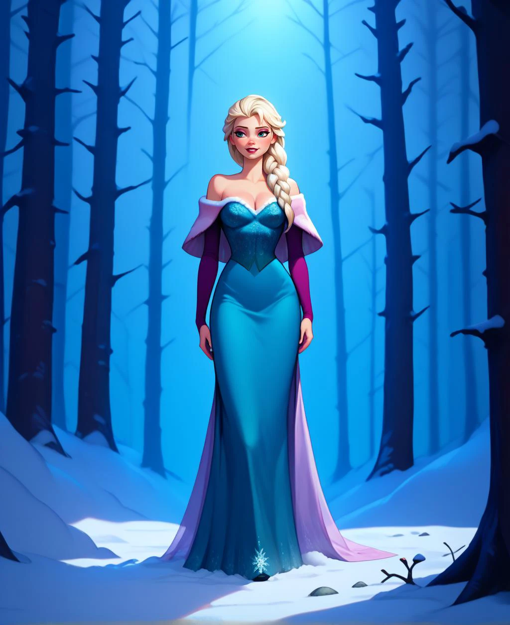 score_9, score_8_up, score_7_up, score_6_up, source_cartoon, girl, frozen \(disney\), , snow forest, <lora:detailed_hands:0.8>