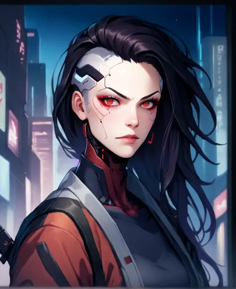 score_9, score_8_up, score_7_up, score_6_up, source_cartoon, cyber geisha, cyberpunk, red eyes, japanese girl, black hair, mechanical parts, night city, neon <lora:detailed_hands:0.8>