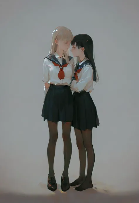 score_9, score_8_up, score_7_up, score_6_up, source_anime, masterpiece, newest,
2girls, skinny, pantyhose, no shoes, school uniform, standing, simple background, yuri, age difference