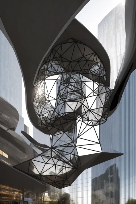 A futuristic and stunningly beautiful high-rise shopping center architectural structure with bold, futuristic design elements, blending seamlessly into the art form of digital illustration. Inspired by the works of Syd Mead. The scene showcases the center amidst a bustling city, its sleek lines contrasting with the urban environment. A warm color temperature adds vibrancy, highlighting the architectural details. Shoppers and visitors exhibit expressions of awe and excitement. Illuminated by soft, diffused lighting, the atmosphere exudes sophistication and promise of tomorrow
(masterpiece),(high quality), best quality, real,(realistic), super detailed, (full detail),(4k),8k,no humans, scenery, building, ((500-meter tall buildings)),outdoors, window, road, sky, street, lamppost, tree, power lines,,Organic modernist architecture, glass curtain walls, interesting shapes, super high-rise buildings in the block