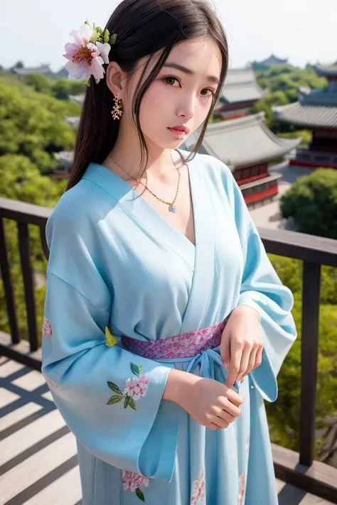 1girl,best quality, masterpiece,Japanese clothes, (photorealistic:1),ultra high res, best quality,Flower Sea,, best quality, masterpiece, highres, 1girl,china dress,Beautiful face,hair ornament, solo,looking at viewer,lips, dress,hair ornament, necklace, jewelry, long hair, earrings, chinese clothes, architecture,east asian architecture,small breasts, <lora:chilloutmixmm_v10:0.8>,