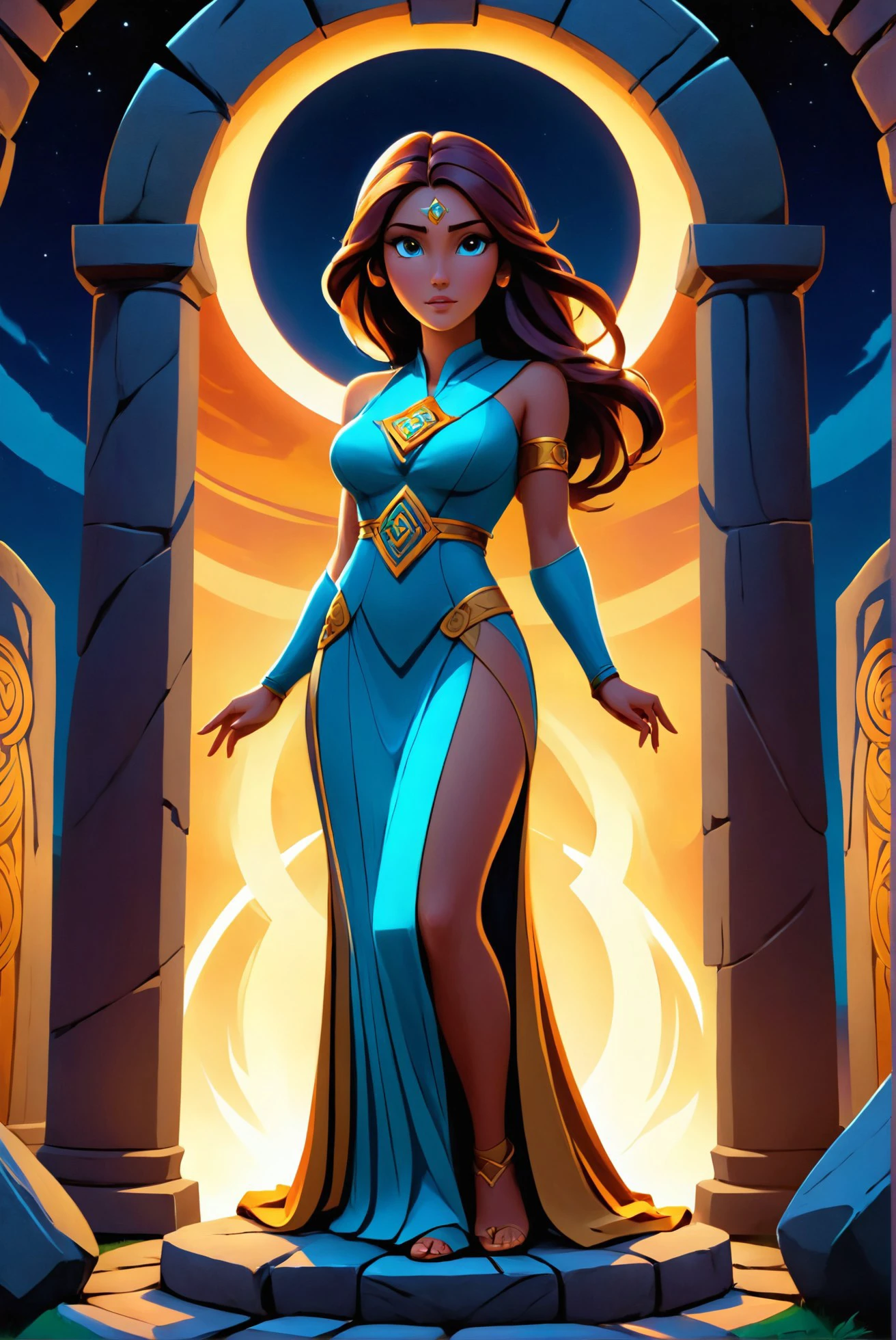 A mystical priestess channeling the ancient energies of the land, her robes flowing with patterns of Celtic knots, standing within a circle of standing stones under the powerful light of the equinox., illustration, 3d, cartoon,
high resolution, high quality, detailed, masterpiece, hdr, sharp,
[Expressionism style],[ abbe bi style], 
BREAK
score_9, score_8_up, score_7_up, score_6_up , amazing, beautiful, breathtaking, astonishing, brilliant, incredible,