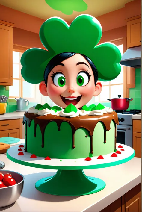 A group of pixies attempting to bake a giant shamrock-shaped cake, with flour-covered faces and a kitchen in chaos, lit by the cheerful morning light., illustration, 3d, cartoon,
high resolution, high quality, detailed, masterpiece, hdr, sharp,
[Dadaism style],[ sassy style], 
BREAK
score_9, score_8_up, score_7_up, score_6_up , amazing, beautiful, breathtaking, astonishing, brilliant, incredible,