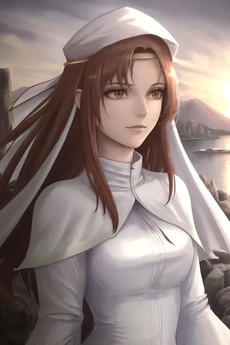 (highly detailed:1.3), 
elen, circlet, veil, white dress, capelet, slight smile, sunset,  <lora:elen-nvwls-v1:0.9>, upper body, dynamic pose, rocky mountain background, lake,
Ultra-detail,(highres:1.1),best quality,(masterpiece:1.3),specular lighting,
(highly detailed face and eyes:0.6)