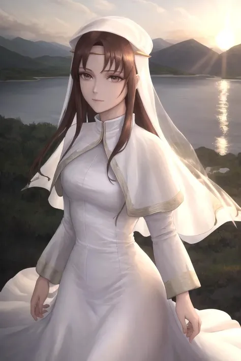 (highly detailed:1.3),
elen, circlet, veil, white dress, capelet, slight smile, sunset, <lora:elen-nvwls-v1:0.8>, upper body, dynamic pose, rocky mountain background, lake,
Ultra-detail,(highres:1.1),best quality,(masterpiece:1.3),specular lighting,
(highly detailed face and eyes:0.6)