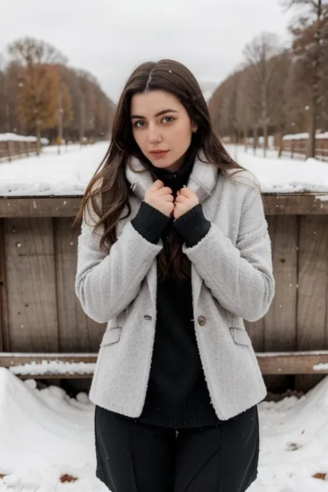 1 girl young woman, picture of maguisunshine <lora:maguisunshine_SD15_128_64_V1:1>, ((professional business clothing)), <lora:Helper:0.8>, <lora:epiCRealismHelper:0.8>, Winter fashion, cozy essentials, cold-weather style, bundled in warmth, snowy fashion, cozy knits, winter wardrobe, fireplace charm, winter chic, snug and stylish.