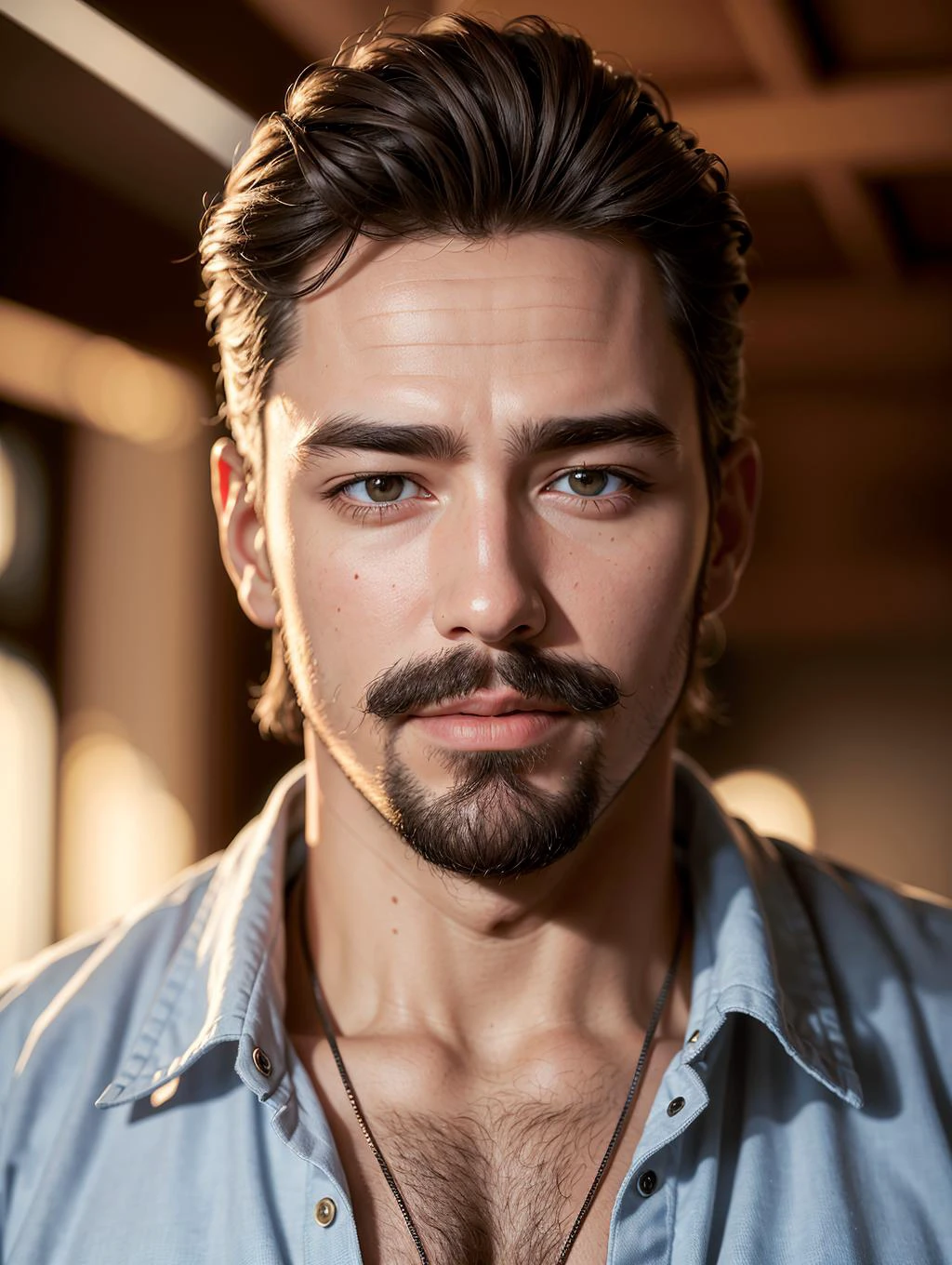 Best quality, masterpiece, ultra high res, (photorealistic:1.4), raw photo, handsome male, facial hair