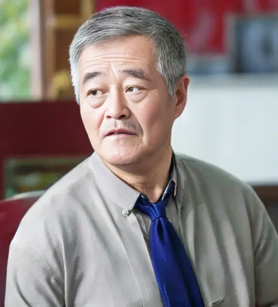 <lora:zhaobenshan:1> ,best quality, masterpiece,(photorealistic:1.4), 1man,male focus,((sitting)),(blue shirt),(glasses),red necktie,background at room,(high detailed skin:1.2),uhd, dslr, soft lighting, high quality, film grain