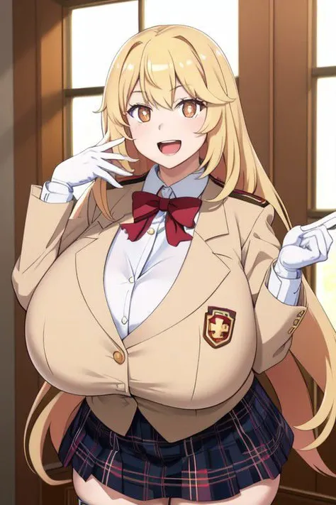 elvirafriedmann, <lora:elvira friedmann s1-lora-nochekaiser:1>,
elvira friedmann, blonde hair, (brown eyes:1.5), multicolored hair, glasses, hair bun, streaked hair, single hair bun, smile,
BREAK gloves, cleavage, collarbone, belt, coat, furtrim,
BREAK indoors, office,
BREAK looking at viewer, dynamic pose,
BREAK <lyco:GoodHands-beta2:1>, (masterpiece:1.2), best quality, high resolution, unity 8k wallpaper, (illustration:0.8), (beautiful detailed eyes:1.6), extremely detailed face, perfect lighting, extremely detailed CG, (perfect hands, perfect anatomy),