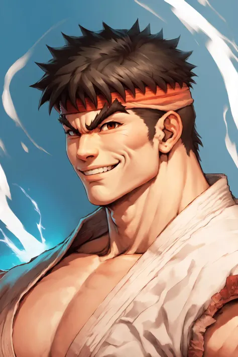 <lora:sfr1v:1> sfr1v, side portrait, smile , blue energy