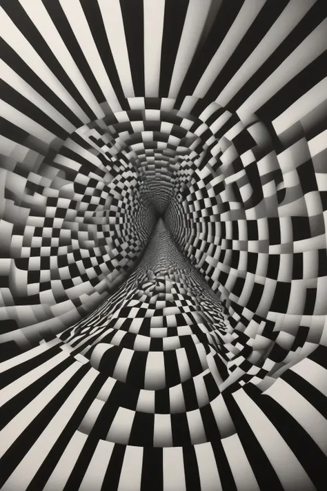<lora:Op Art:1>Op Art - an image that capitalizes on the concept of motion-induced blindness. Generate an optical illusion by incorporating elements that induce the perception of disappearing or appearing objects through motion patterns. Create a scene where certain objects intermittently vanish or materialize due to the specific arrangement and movement of elements. Challenge the human eye's ability to detect and interpret the changing visual stimuli, resulting in a captivating optical illusion