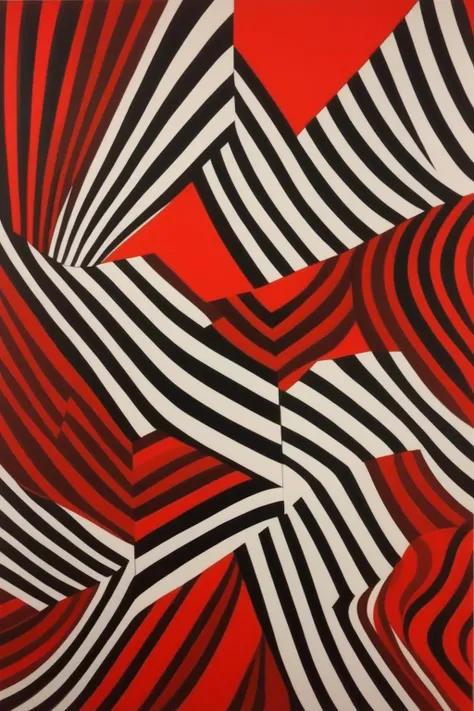 <lora:Op Art:1>Op Art - Luxurious lines, in the style of op art. Bridget Riley. Rich pure red and contrasting hues.