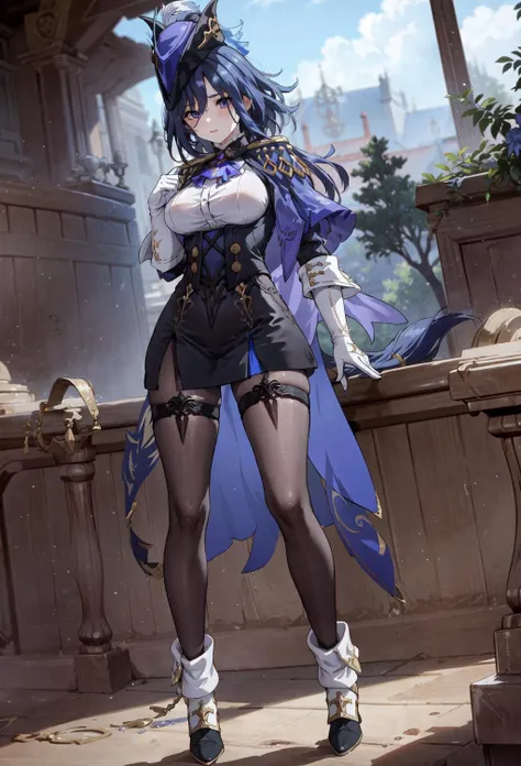 masterpiece, best quality, PelaV4, 1girl, solo, looking at viewer, smile, simple background, gloves, long sleeves, hat, white background, dress, closed mouth, cowboy shot, pantyhose, boots, sitting, glasses, black gloves, elbow gloves, white dress, high heels, black headwear, beret, white footwear, monocle, <lora:PelaV4-06:1>