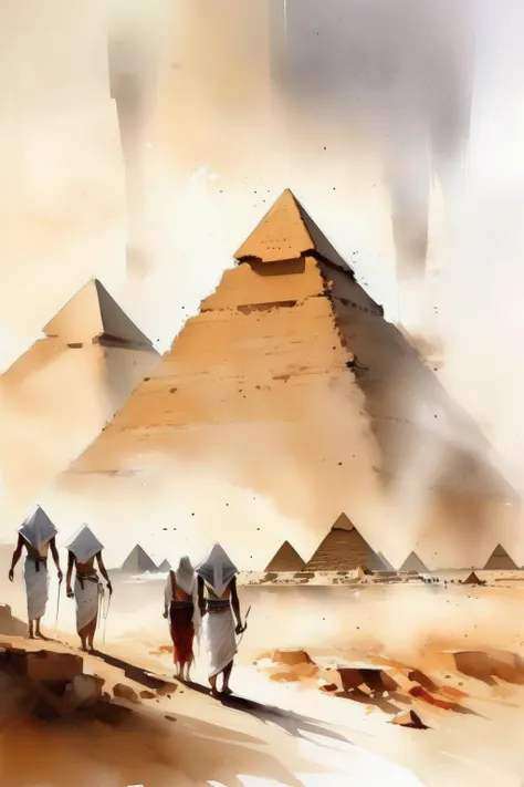 <lora:Thomas Schaller Style:1>Thomas Schaller Style - The great pyramids drawn in the style of Thomas w.schaller