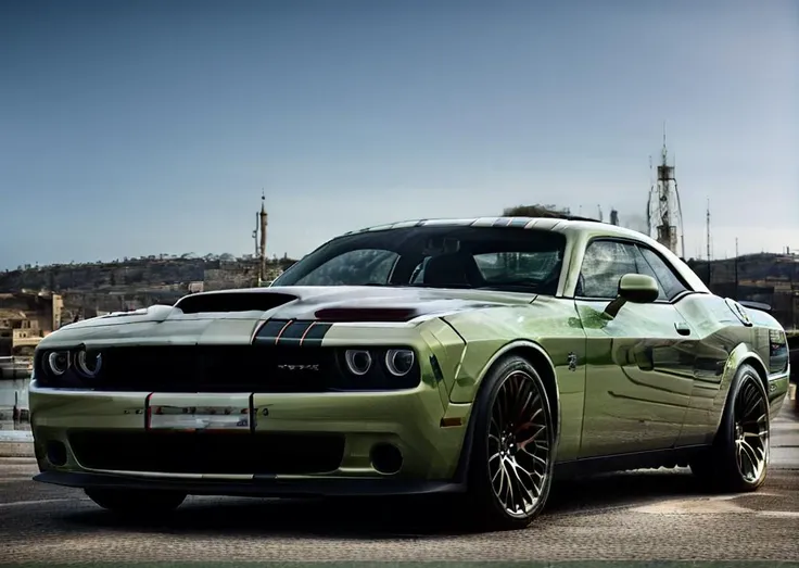 kcar66t,dodge challenger, <lora:DODGECHALLENGER:0.5>, <lora:cargirlv1:1>