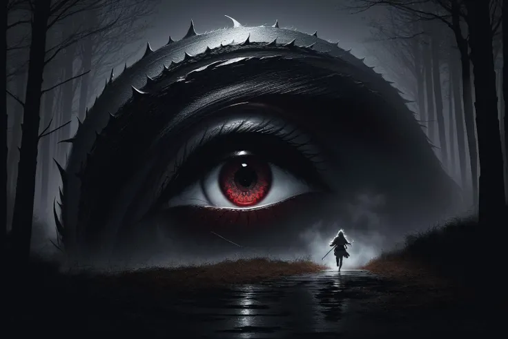 (girl:1.2) is being followed by (gigantic monster creature:1.3), ((horror art, dread, running, scared, tears)), long hair, silver hair, red eyes, night, (horror \theme\), graveyard, outdoors, (long black sharp nails), night, (zentangle, mandala, tangle, entangle:0.5, eyes everywhere:1.2),
intricate details, sophisticated details, depth of field, extremely detailed CG unity 8k wallpaper, detailed skin, red eyes, detailed skin texture, (masterpiece, top quality, best quality, official art, beautiful and aesthetic:1.2), extreme detailed, colorful, highest detailed, cgsociety, cinematic, high details, wide angle shot,
<lora:LowRA:0.7>