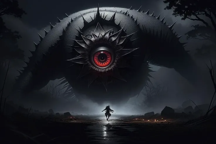 (girl:1.2) is being followed by (gigantic monster creature:1.3), ((horror art, dread, running, scared, tears)), long hair, silver hair, red eyes, night, (horror \theme\), graveyard, outdoors, (long black sharp nails), night, (zentangle, mandala, tangle, entangle:0.5, eyes monster:1.2),
intricate details, sophisticated details, depth of field, extremely detailed CG unity 8k wallpaper, detailed skin, red eyes, detailed skin texture, (masterpiece, top quality, best quality, official art, beautiful and aesthetic:1.2), extreme detailed, colorful, highest detailed, cgsociety, cinematic, high details, wide angle shot,
<lora:LowRA:0.7>