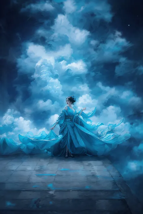 (dramatic, gritty, intense:1.4),masterpiece, best quality, 8k, insane details, intricate details, hyperdetailed, hyper quality, high detail, ultra detailed, Masterpiece, Black background, light and dark contrast, high contrast
Realistic. Hyper-realisticink painting, ((moon:1)), (masterpiece, top quality, best quality, official art, beautiful and aesthetic:1.2), (1girl:1.4), (a painting of a woman in a red dress, beautiful young wind spirit, A mature face(cold attitude,eyeshadow,eyeliner,red lips:1.1),  (gigantic breasts:1.0),
(smokey water scenery:1.4), outstretched wings, focus on art nouveau suit, spinning whirlwind, whirlwind, dressed in a beautiful, brocade),((Very long Hanfu, dragged on the ground, covering the feet)), extreme detailed,  (Slim body:1.1)(long legs:1.1), 
(joshua middleton comic cover art:1.1),   (Action painting:1.2),(concretism:1.2),theater dance scene,(hypermaximalistic:1.5),colorful,highest detailed, (Milky skin,smooth skin, shiny skin:1.4)
(glitterrim lightingdepth of field:1.3)exposed collarbone, exposed shoulders(smoke:1.3),
<lora:fanxiang:0.3> , water  <lora:Seraphim-LOHA:0.4> <lora:Smoke:0.4>
