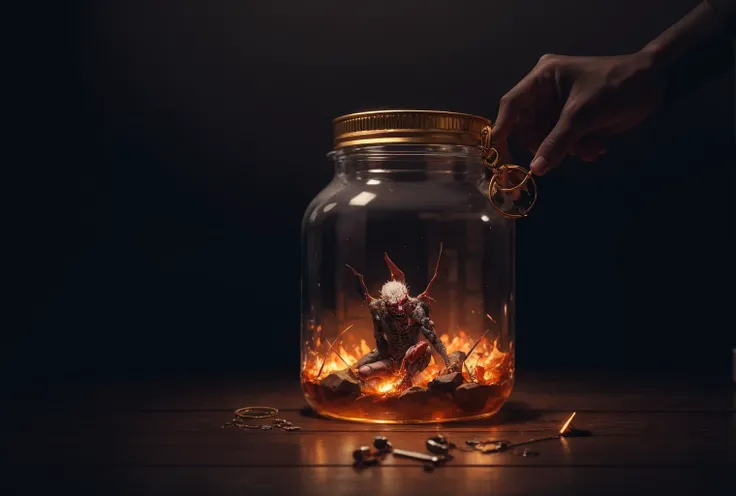 In this unnerving account, a boy named Lucas lies imprisoned inside a glass jar, his fragile frame awash in crimson liquid. His cries of distress echo throughout the empty chamber, as though he were trapped within a living nightmare. The jar is encrusted with filth and grime, bearing testimony to the countless acts of sadism that have transpired within its confines. On closer inspection, one discovers that Lucas's tender limbs have been transformed into instruments of pain and suffering, adorned with intricate patterns of razor-sharp barbs and needles. His once pure and unsullied face is now a canvas for the macabre artistry of the monstrous forces that have held him captive. Their touch is heavy upon his small shoulders, their whispers a symphony of madness and depravity that seeks to consume his very soul. Lucas's sobbing breaths grow ever more labored as the minutes tick by, his puny struggles futile against the relentless march of his impending demise. The world outside the jar remains oblivious to the agonizing ordeal taking place within its sterile confines, unaware that they are but mere strands of consciousness removed from becoming part of the same unspeakable act of sacrifice. This is a visual experience designed to challenge the strongest of spirits, a testament to the unfathomable depths of human depravity and the unwavering resolve to perpetuate the cycle of violence and abuse that defines our species.