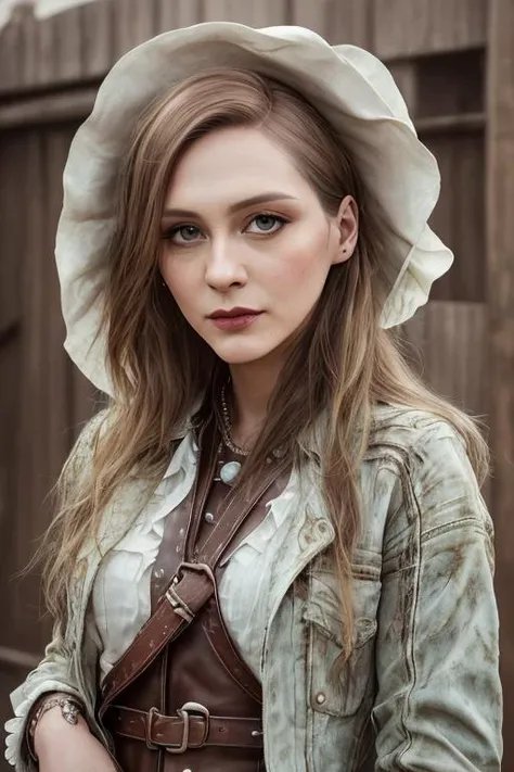 (detailed face, detailed eyes, clear skin, clear eyes), modelshoot style, (extremely detailed 8k wallpaper), a photograph of e3fj4h posing, dressed as a wild west cowboy, leather, photography, detailed skin, realistic, photo-realistic, 8k, highly detailed, sharp focus, hyperrealism, cinematic lighting